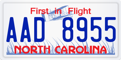 NC license plate AAD8955