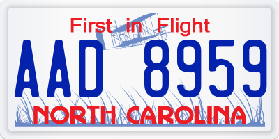 NC license plate AAD8959