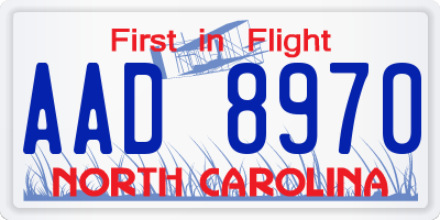 NC license plate AAD8970