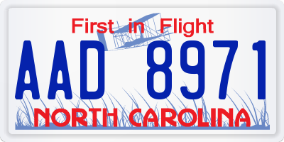 NC license plate AAD8971