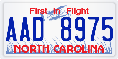 NC license plate AAD8975