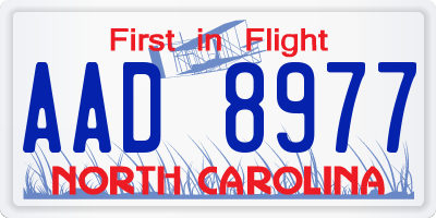 NC license plate AAD8977