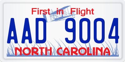 NC license plate AAD9004