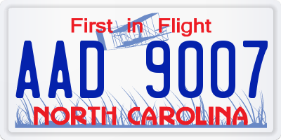 NC license plate AAD9007