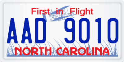 NC license plate AAD9010