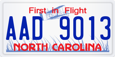 NC license plate AAD9013