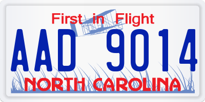 NC license plate AAD9014