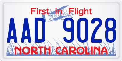 NC license plate AAD9028