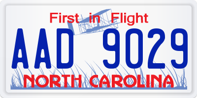 NC license plate AAD9029