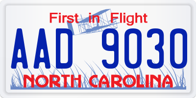 NC license plate AAD9030