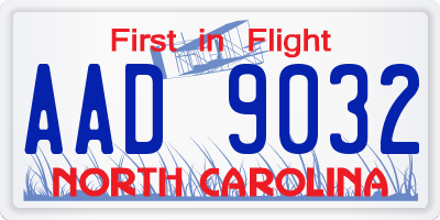 NC license plate AAD9032