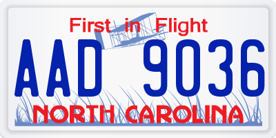 NC license plate AAD9036