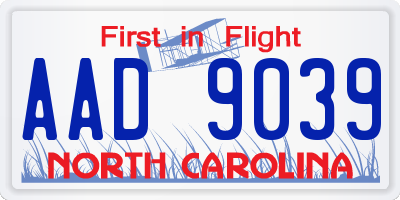 NC license plate AAD9039