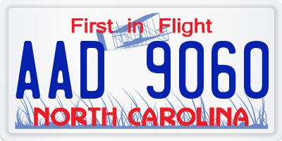 NC license plate AAD9060