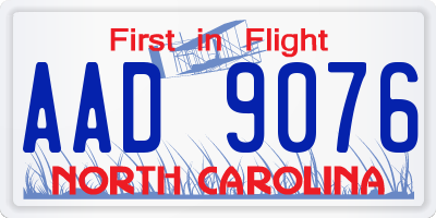 NC license plate AAD9076