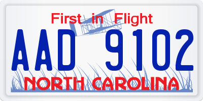NC license plate AAD9102