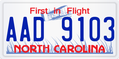 NC license plate AAD9103