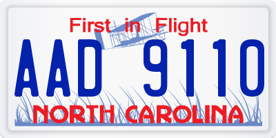 NC license plate AAD9110
