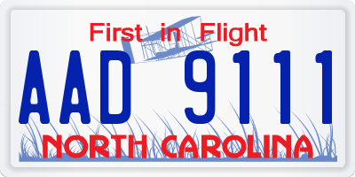 NC license plate AAD9111