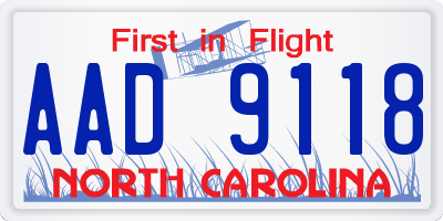 NC license plate AAD9118