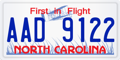 NC license plate AAD9122