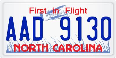 NC license plate AAD9130