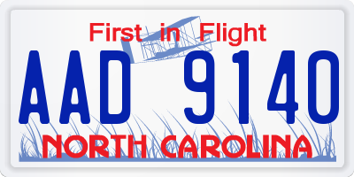 NC license plate AAD9140