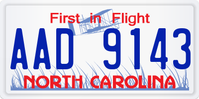 NC license plate AAD9143
