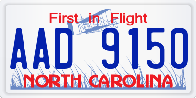 NC license plate AAD9150