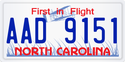 NC license plate AAD9151