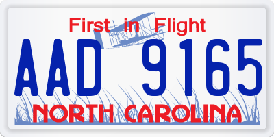 NC license plate AAD9165
