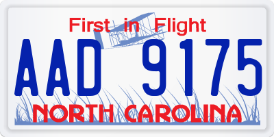 NC license plate AAD9175