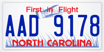 NC license plate AAD9178