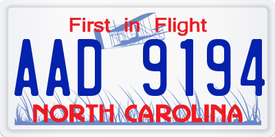 NC license plate AAD9194