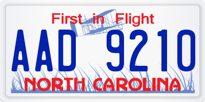 NC license plate AAD9210