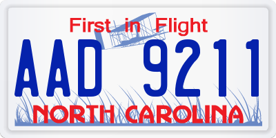 NC license plate AAD9211