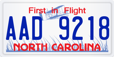 NC license plate AAD9218