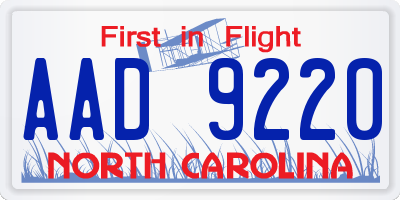 NC license plate AAD9220