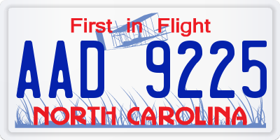 NC license plate AAD9225