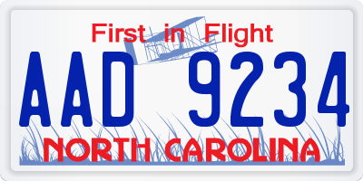 NC license plate AAD9234