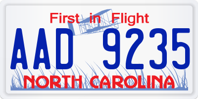 NC license plate AAD9235