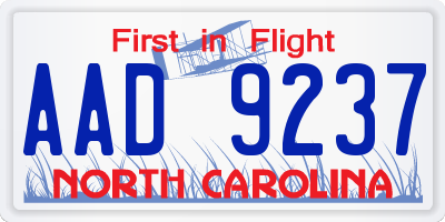 NC license plate AAD9237