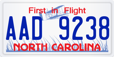 NC license plate AAD9238