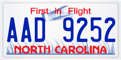 NC license plate AAD9252