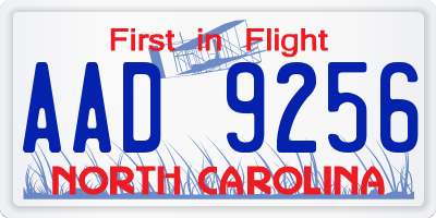 NC license plate AAD9256