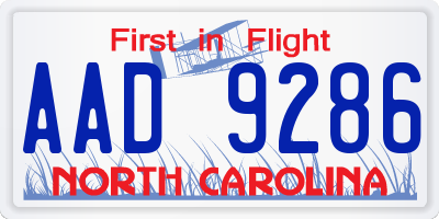 NC license plate AAD9286