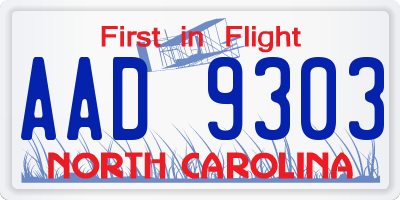 NC license plate AAD9303