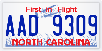 NC license plate AAD9309