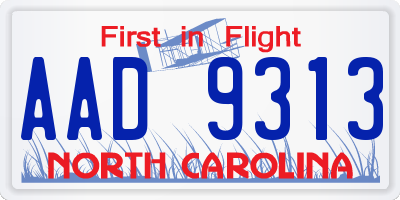 NC license plate AAD9313