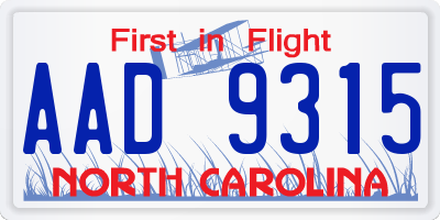 NC license plate AAD9315
